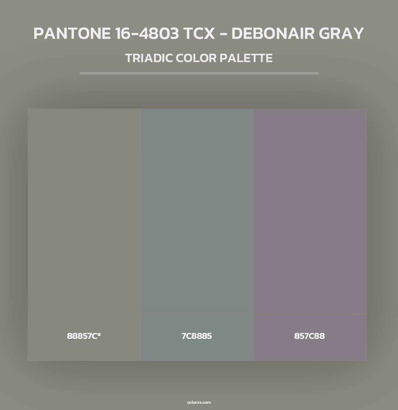 PANTONE 16-4803 TCX - Debonair Gray - Triadic Color Palette
