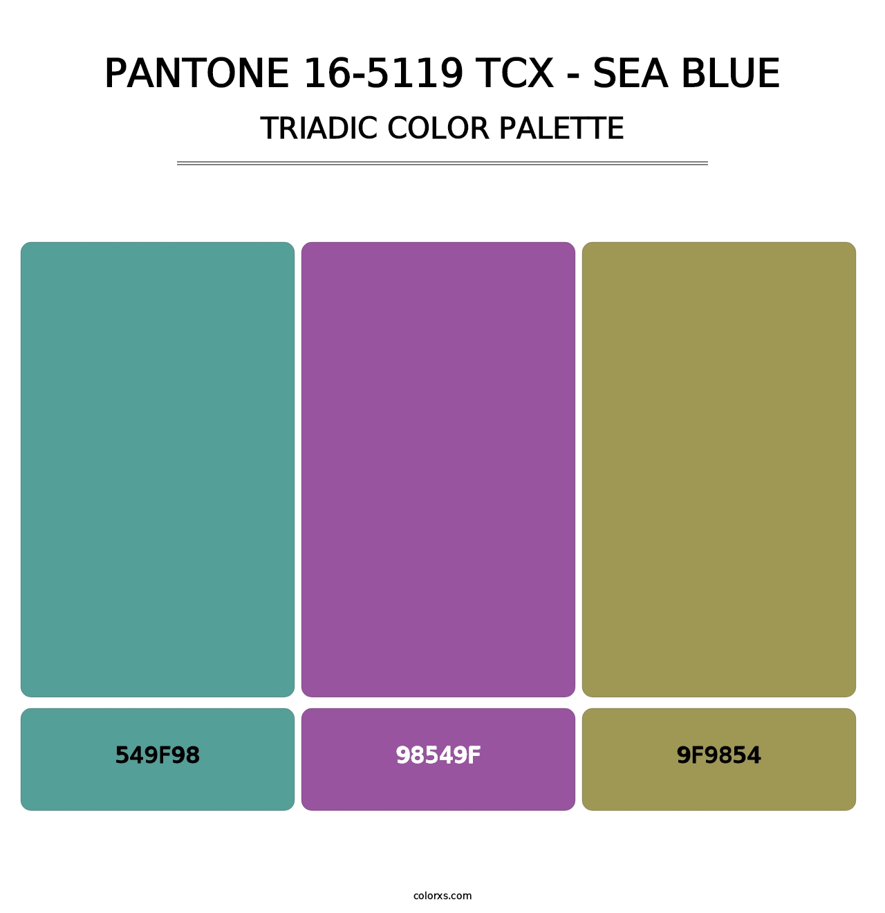 PANTONE 16-5119 TCX - Sea Blue - Triadic Color Palette