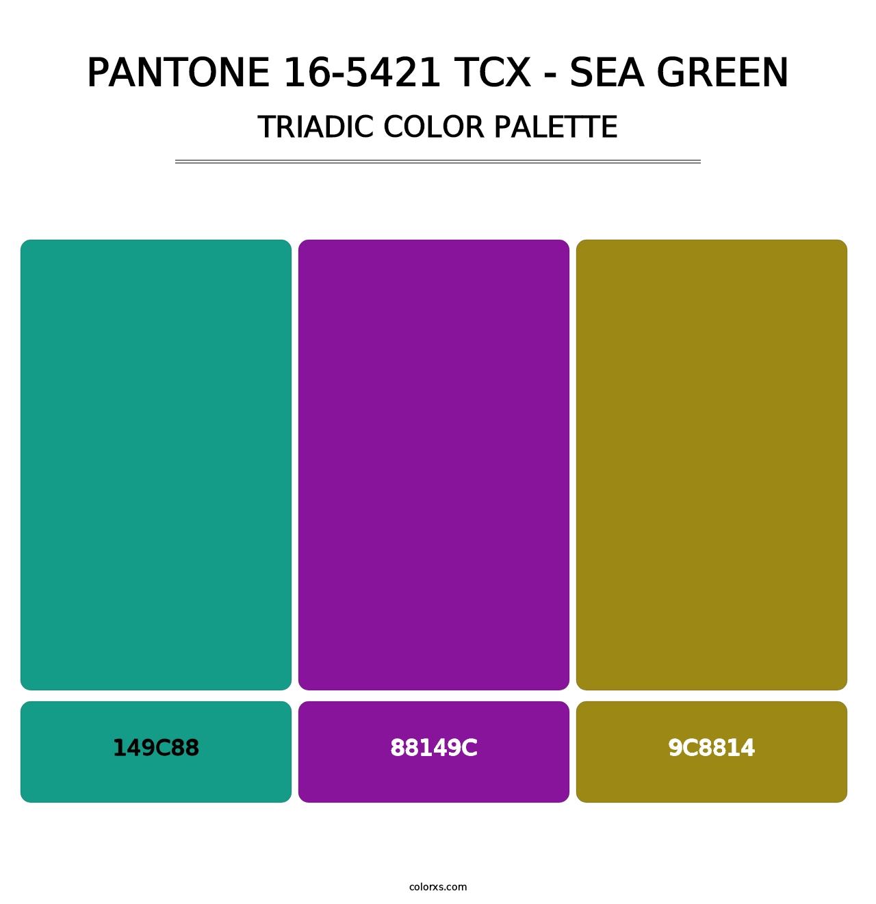 PANTONE 16-5421 TCX - Sea Green - Triadic Color Palette
