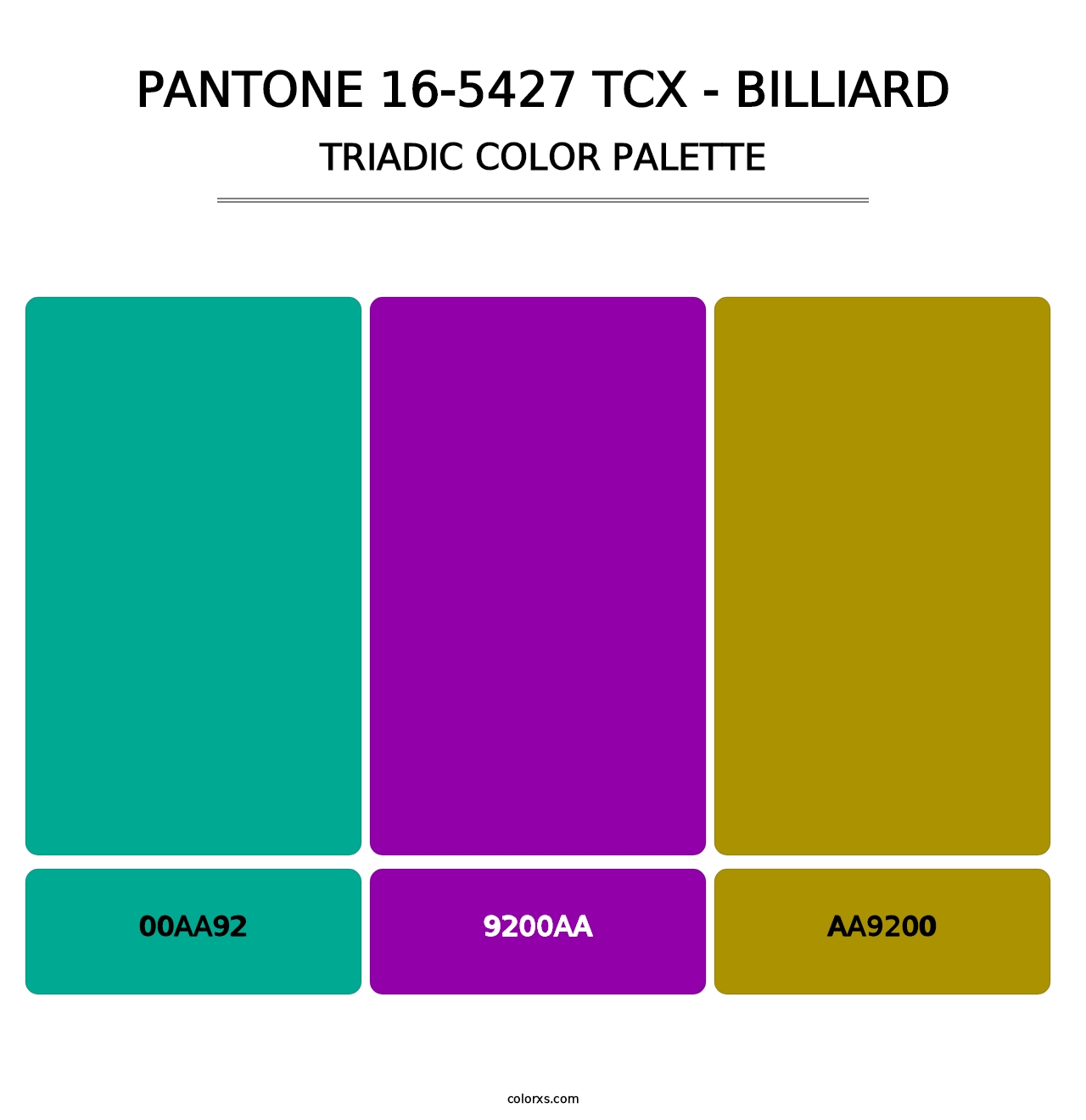 PANTONE 16-5427 TCX - Billiard - Triadic Color Palette