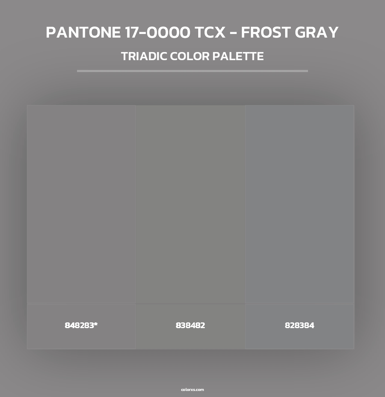 PANTONE 17-0000 TCX - Frost Gray - Triadic Color Palette