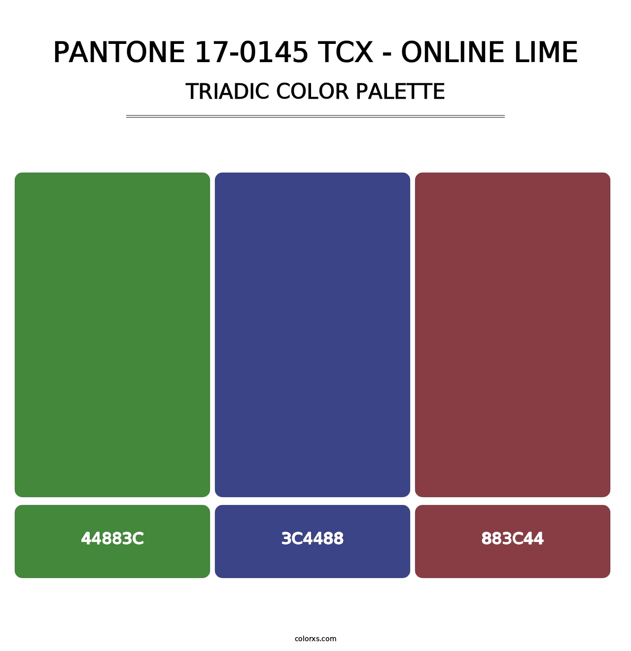 PANTONE 17-0145 TCX - Online Lime - Triadic Color Palette