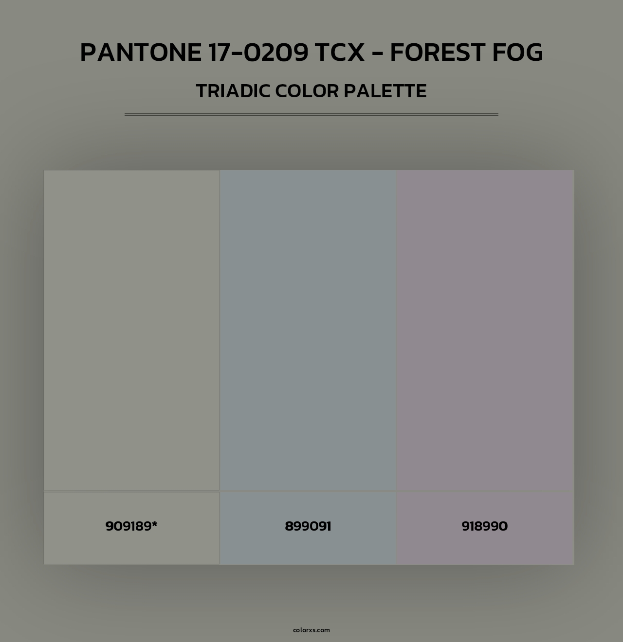 PANTONE 17-0209 TCX - Forest Fog - Triadic Color Palette