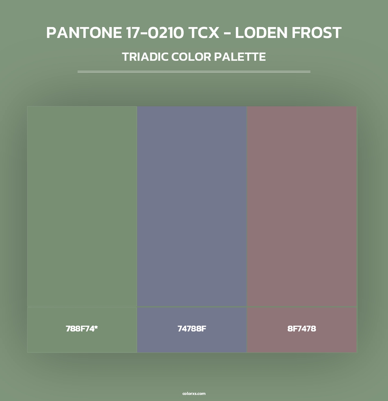 PANTONE 17-0210 TCX - Loden Frost - Triadic Color Palette