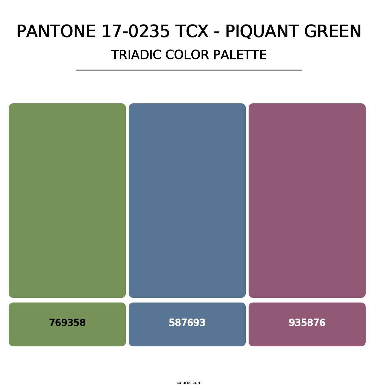 PANTONE 17-0235 TCX - Piquant Green - Triadic Color Palette