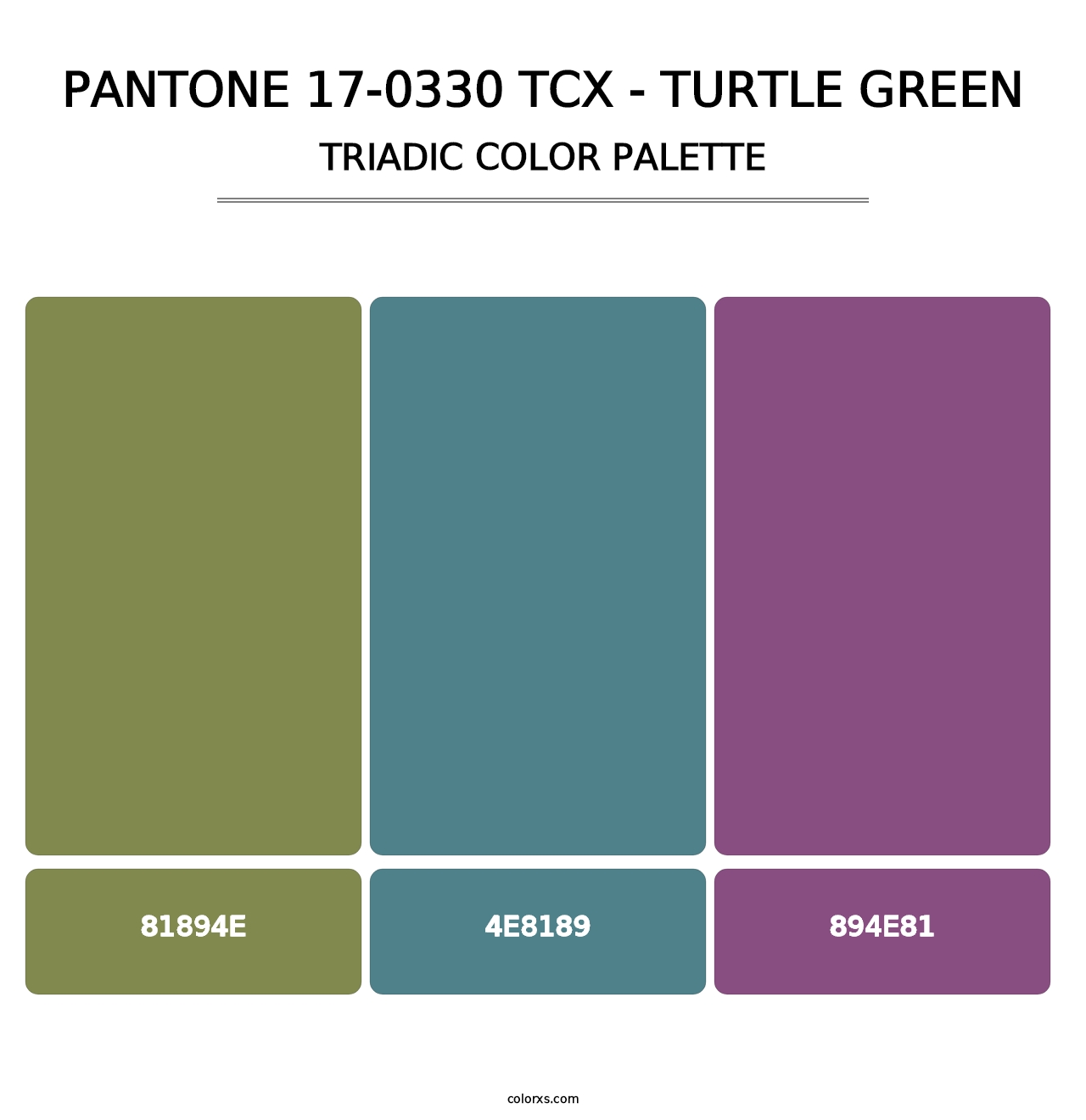 PANTONE 17-0330 TCX - Turtle Green - Triadic Color Palette