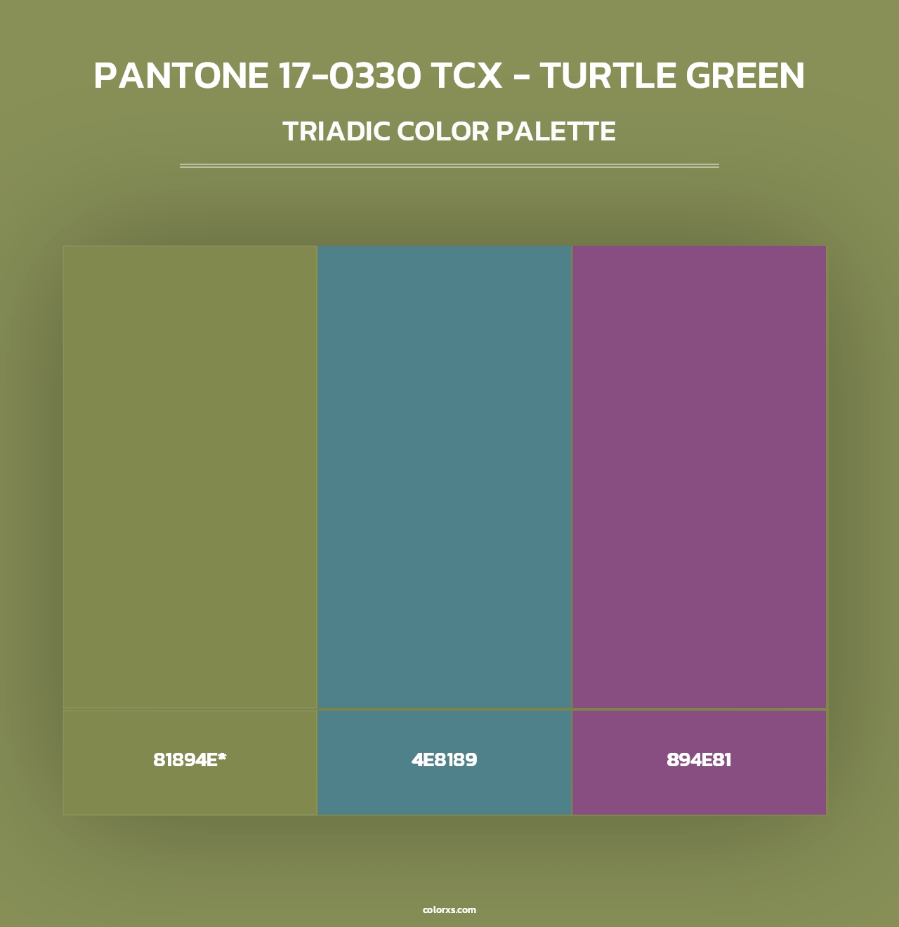 PANTONE 17-0330 TCX - Turtle Green - Triadic Color Palette