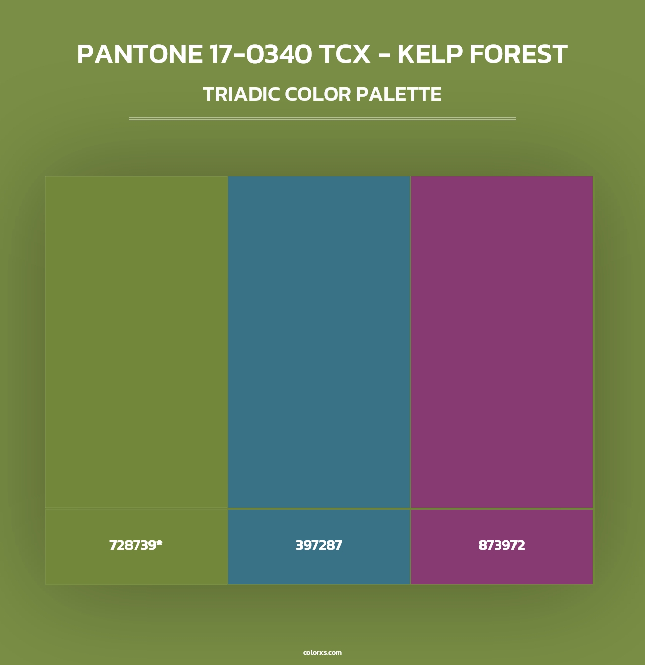PANTONE 17-0340 TCX - Kelp Forest - Triadic Color Palette