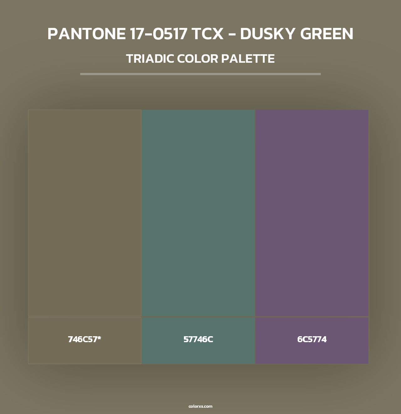 PANTONE 17-0517 TCX - Dusky Green - Triadic Color Palette