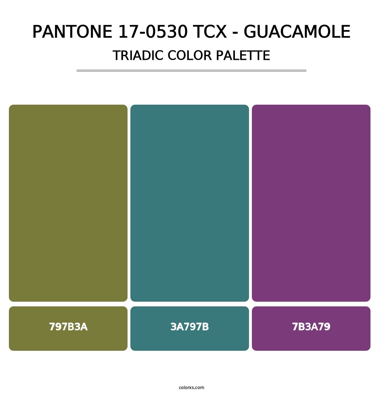PANTONE 17-0530 TCX - Guacamole - Triadic Color Palette