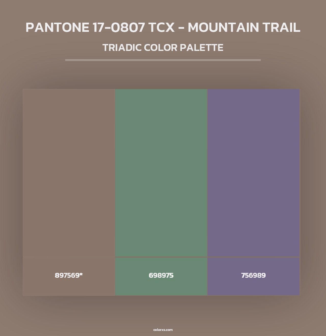 PANTONE 17-0807 TCX - Mountain Trail - Triadic Color Palette