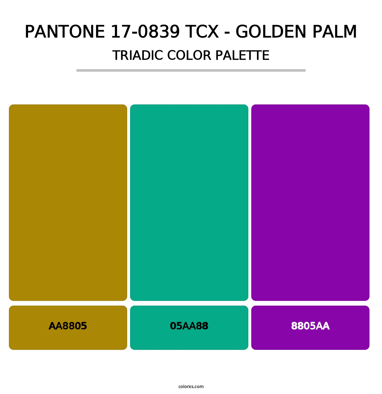 PANTONE 17-0839 TCX - Golden Palm - Triadic Color Palette