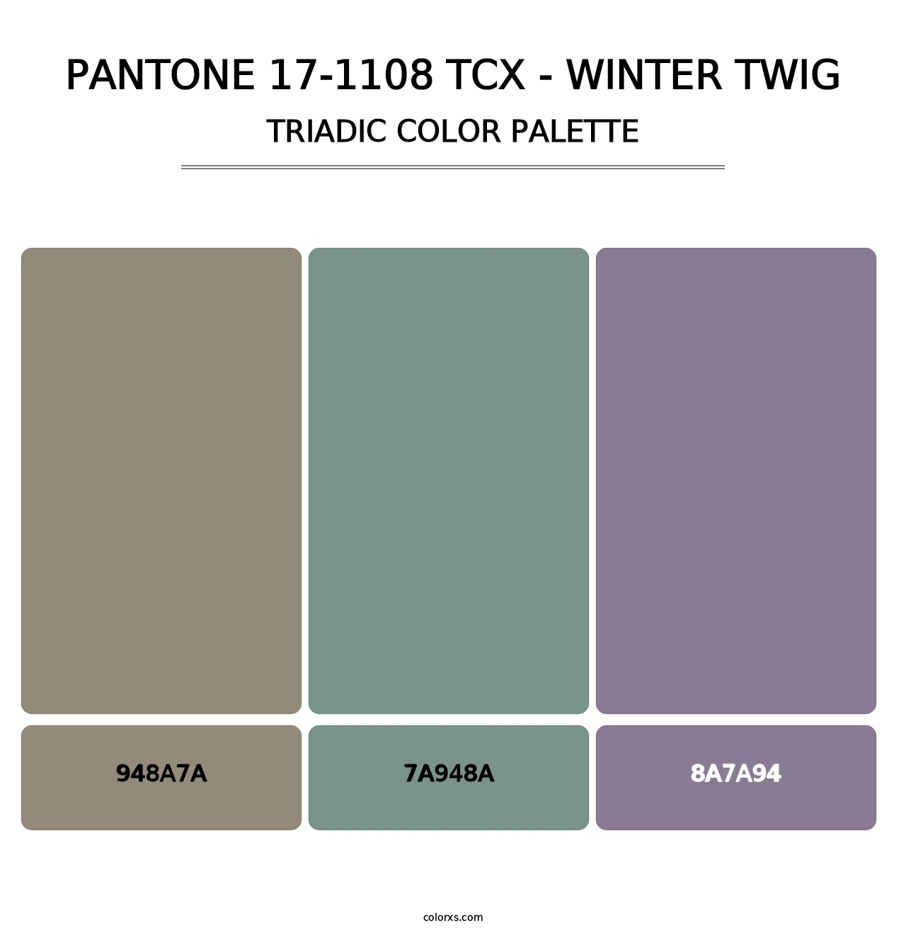 PANTONE 17-1108 TCX - Winter Twig - Triadic Color Palette