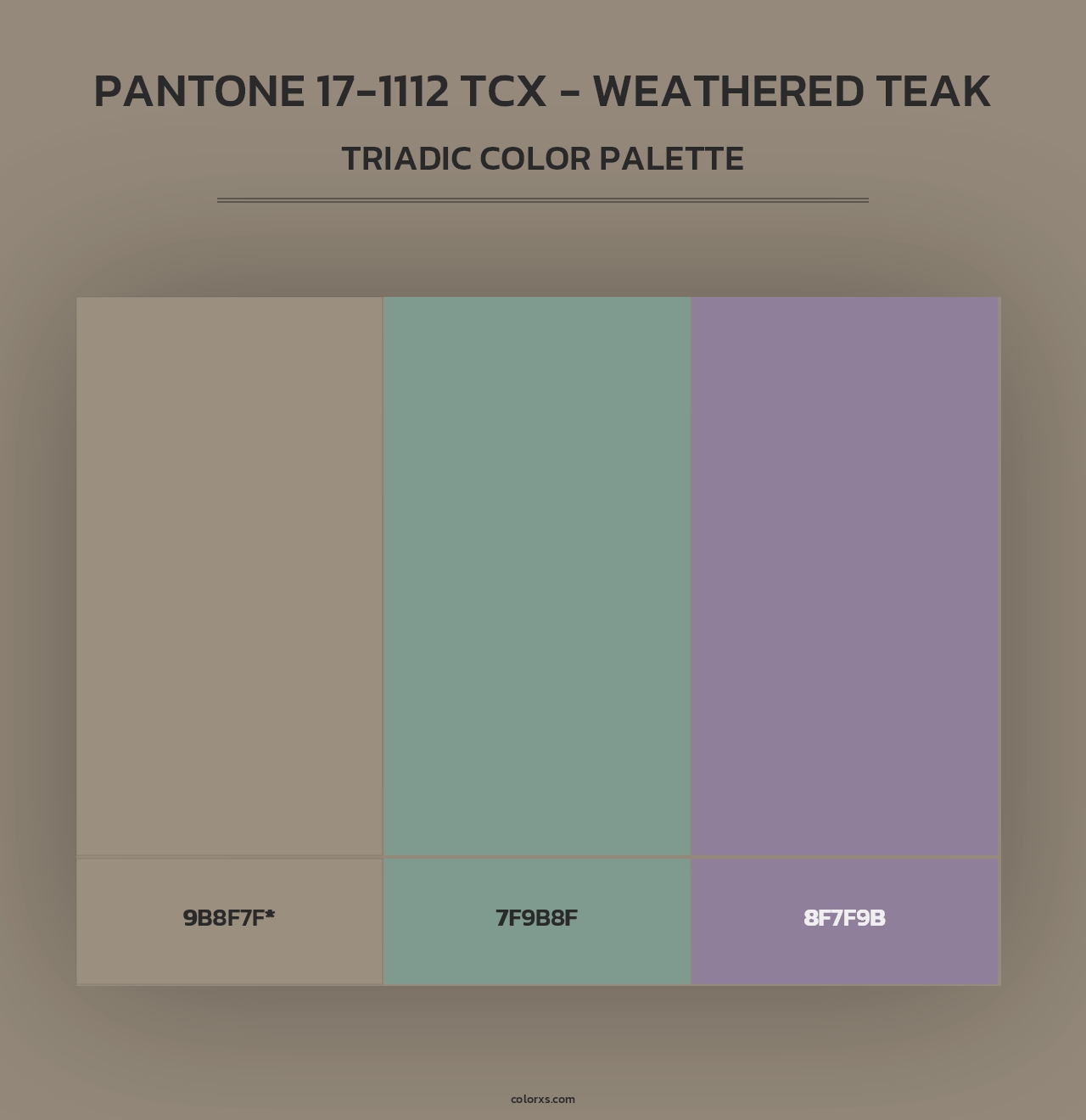 PANTONE 17-1112 TCX - Weathered Teak - Triadic Color Palette