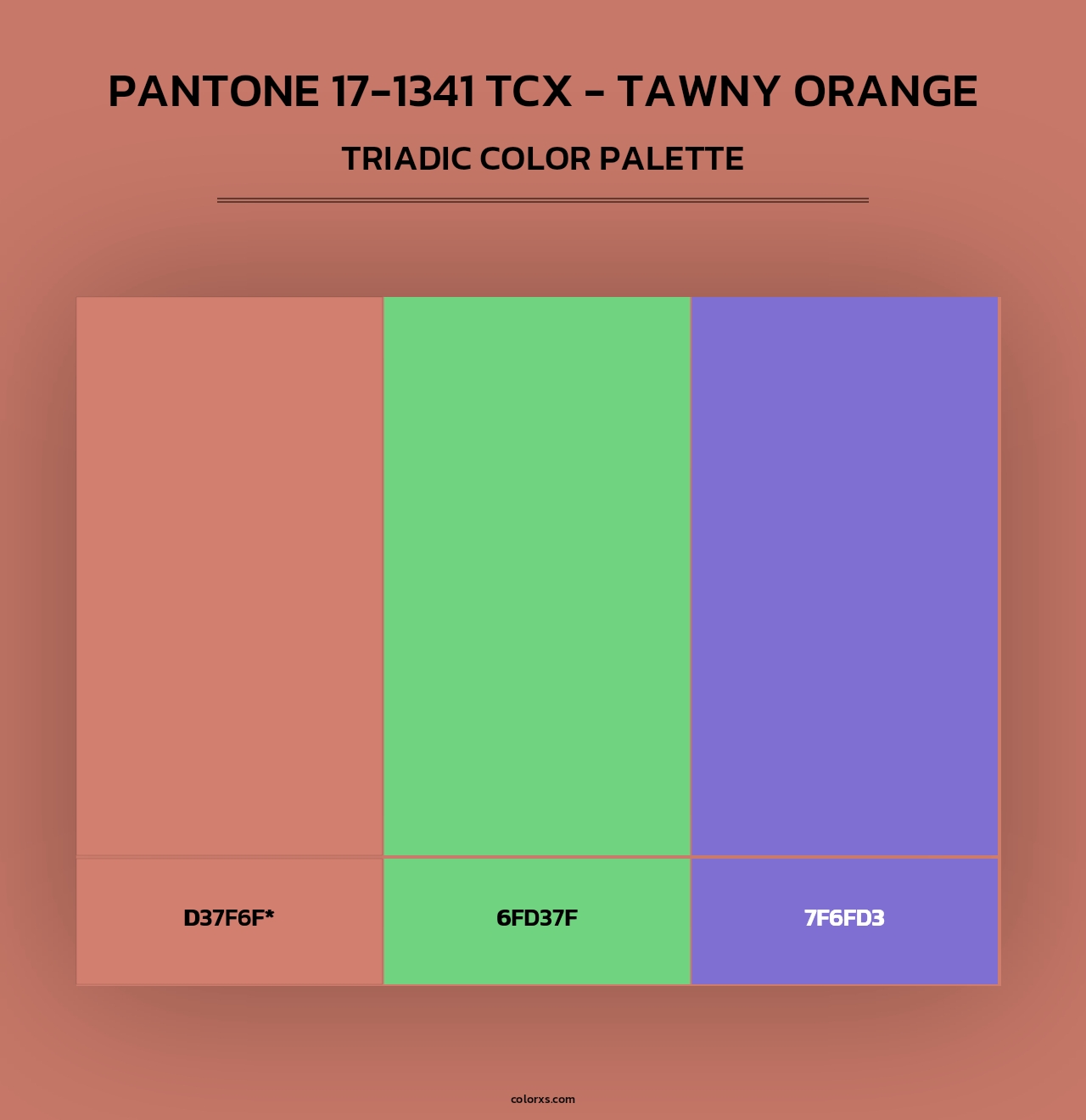 PANTONE 17-1341 TCX - Tawny Orange - Triadic Color Palette