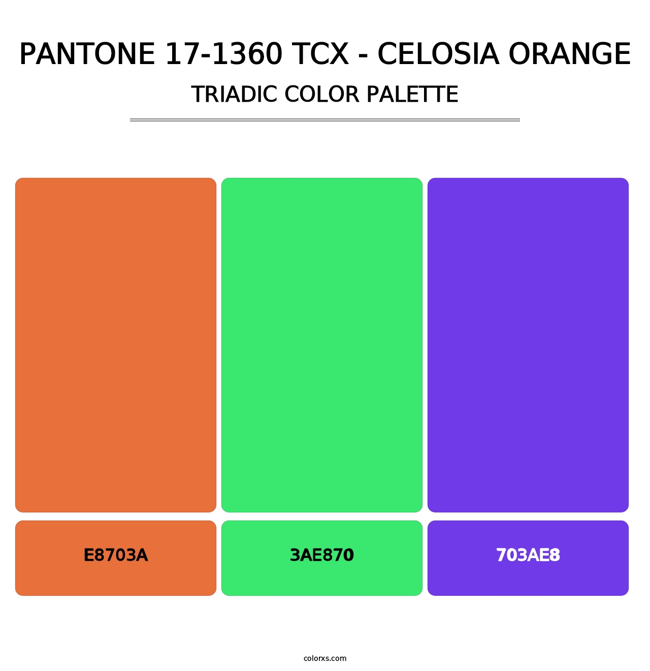 PANTONE 17-1360 TCX - Celosia Orange - Triadic Color Palette