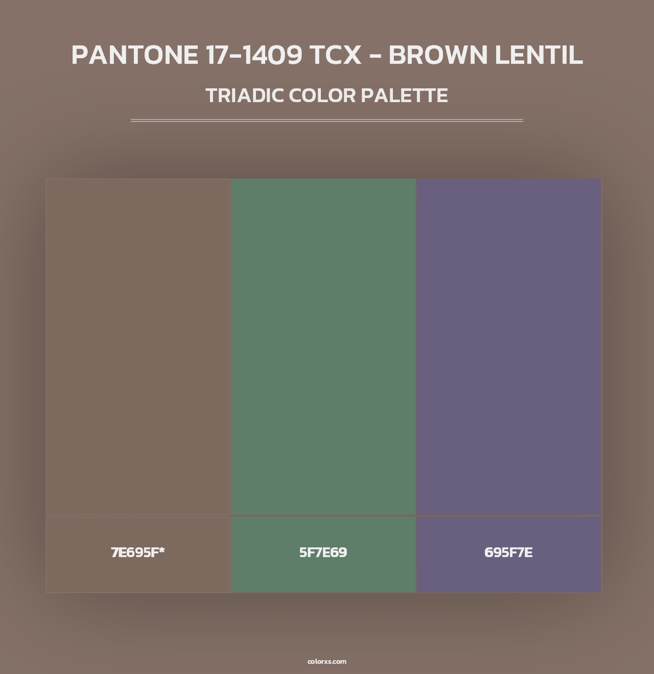 PANTONE 17-1409 TCX - Brown Lentil - Triadic Color Palette