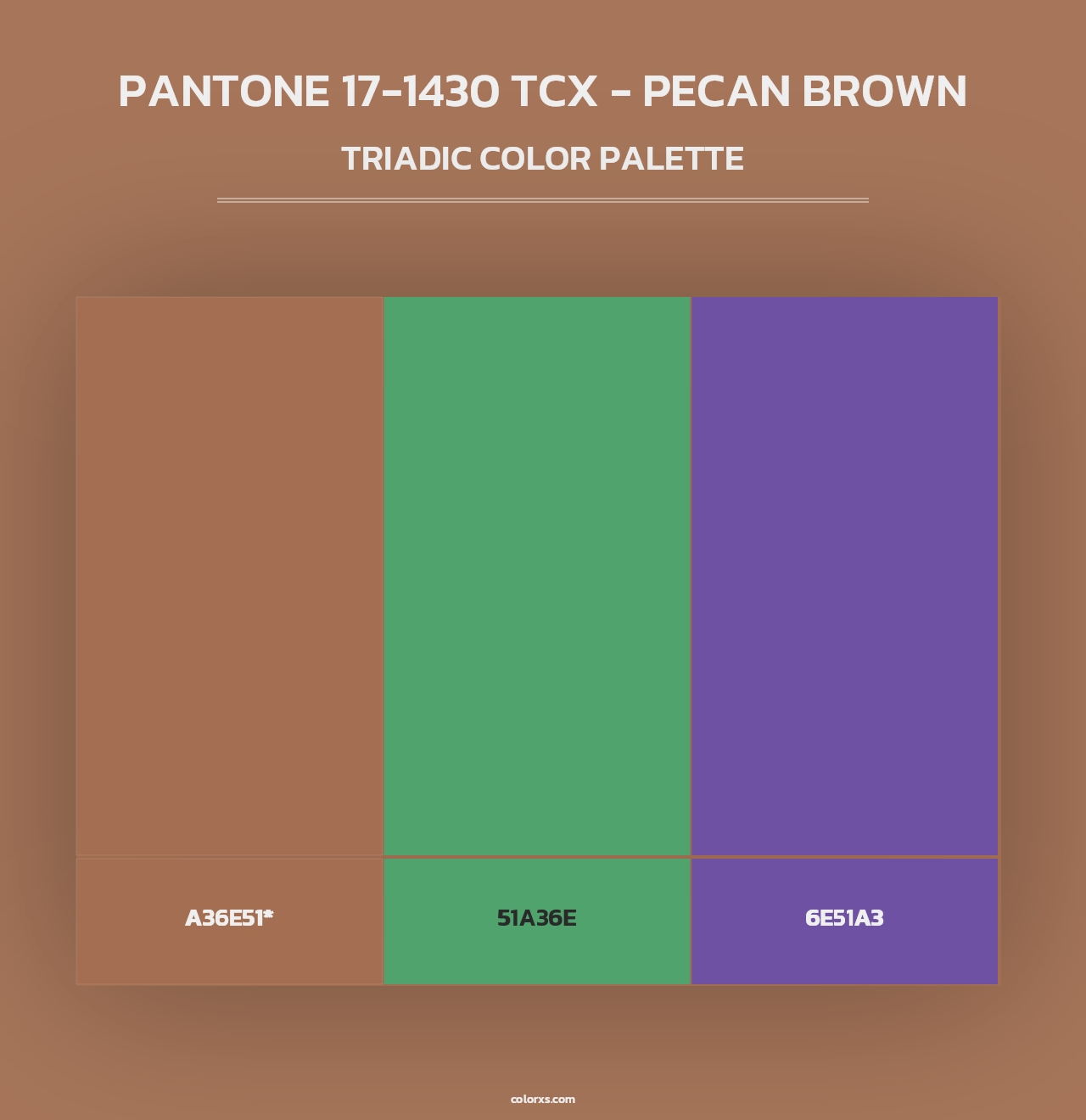 PANTONE 17-1430 TCX - Pecan Brown - Triadic Color Palette