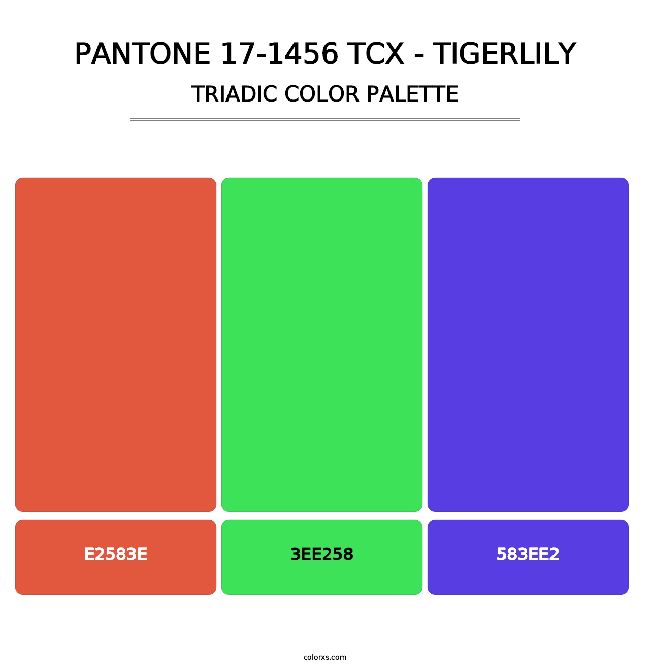 PANTONE 17-1456 TCX - Tigerlily - Triadic Color Palette