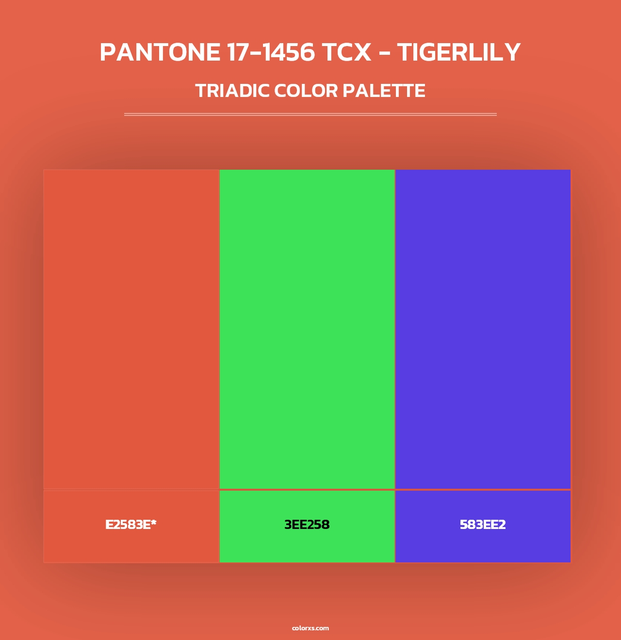 PANTONE 17-1456 TCX - Tigerlily - Triadic Color Palette