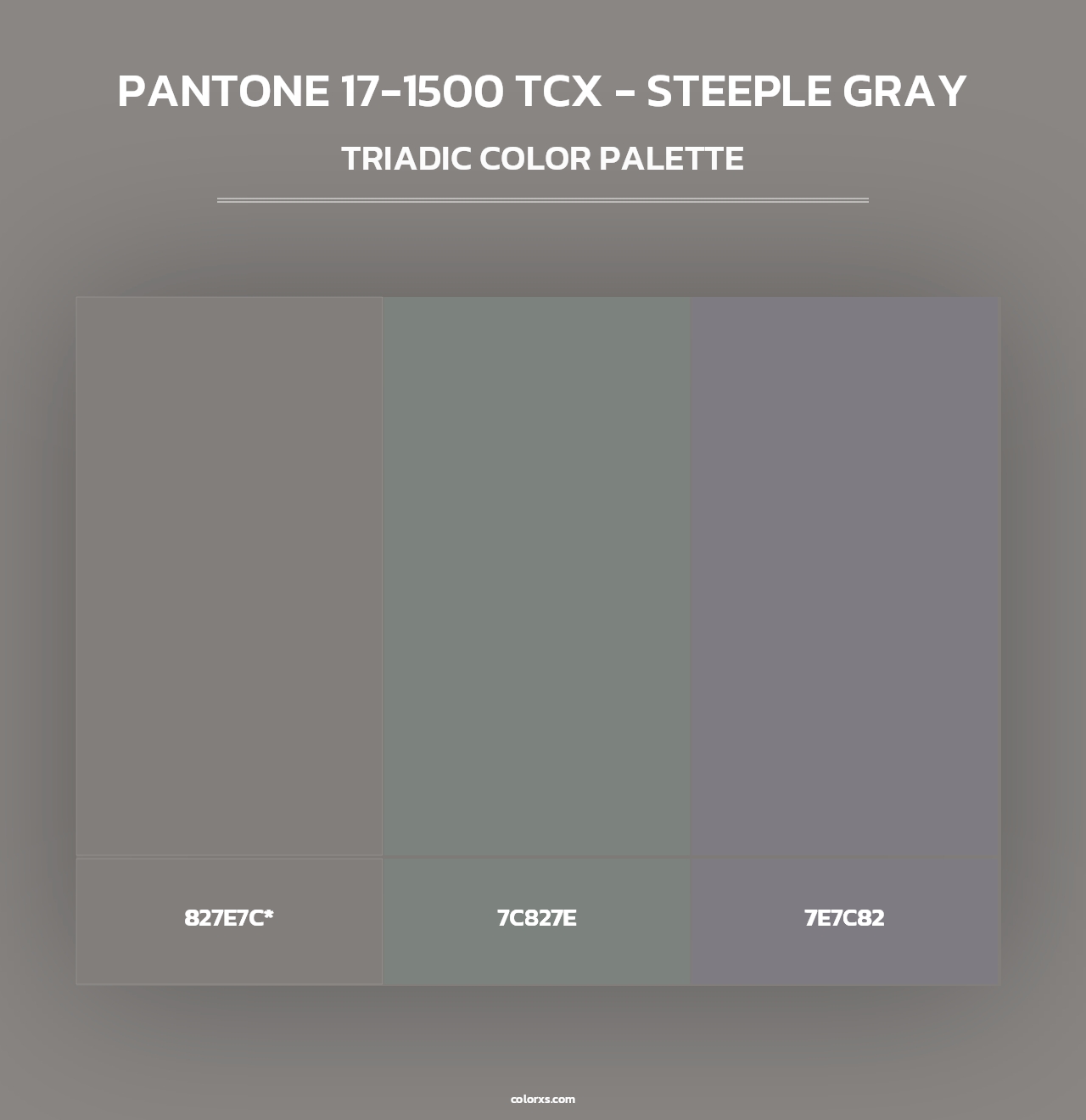PANTONE 17-1500 TCX - Steeple Gray - Triadic Color Palette