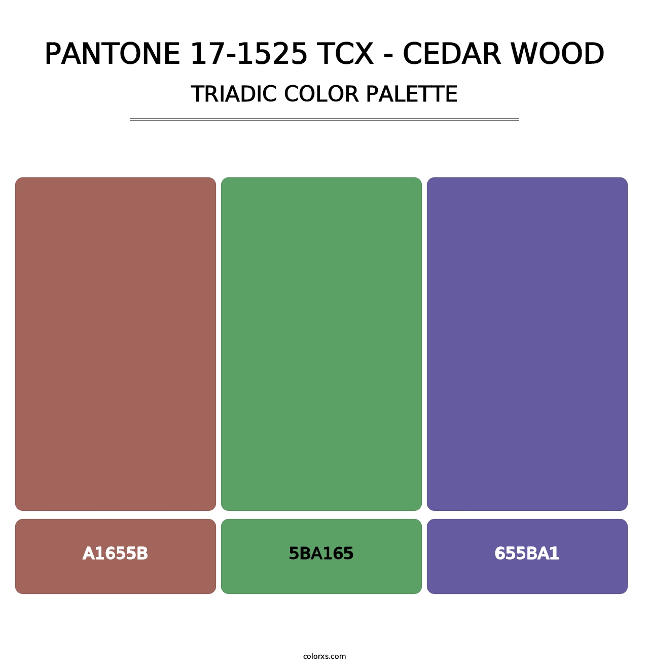 PANTONE 17-1525 TCX - Cedar Wood - Triadic Color Palette