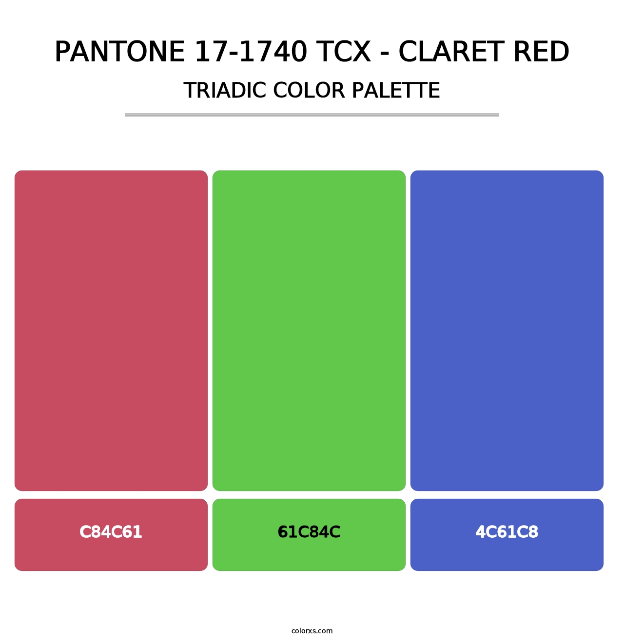PANTONE 17-1740 TCX - Claret Red - Triadic Color Palette