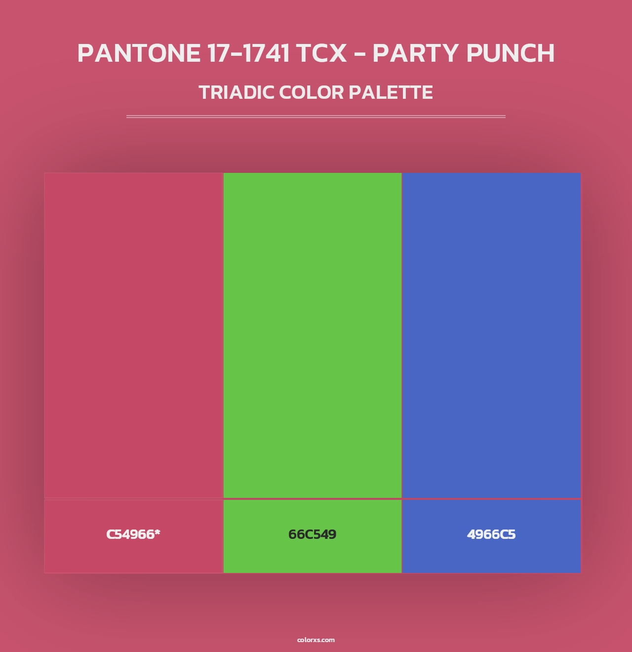 PANTONE 17-1741 TCX - Party Punch - Triadic Color Palette