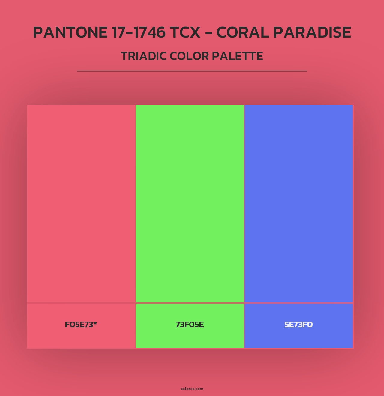 PANTONE 17-1746 TCX - Coral Paradise - Triadic Color Palette