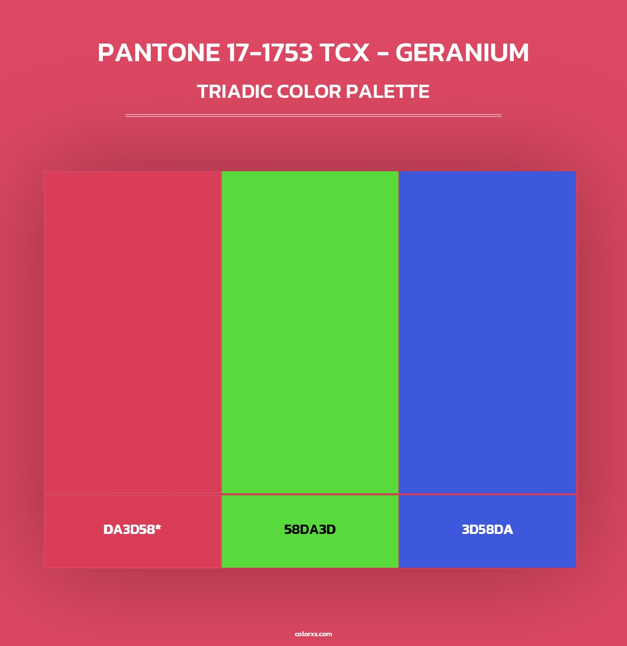 PANTONE 17-1753 TCX - Geranium - Triadic Color Palette