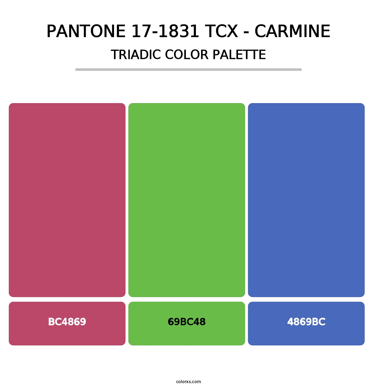 PANTONE 17-1831 TCX - Carmine - Triadic Color Palette