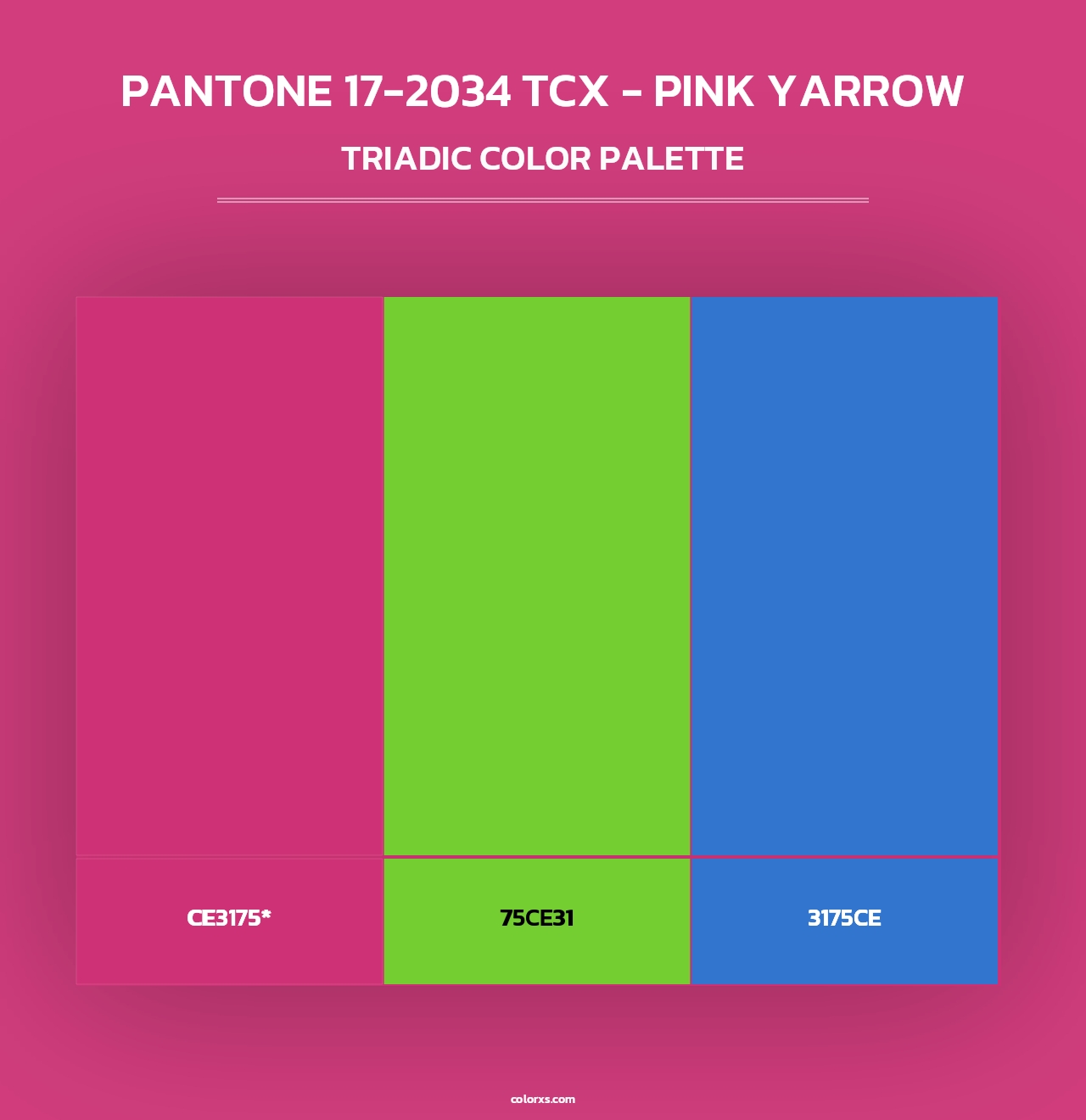 PANTONE 17-2034 TCX - Pink Yarrow - Triadic Color Palette