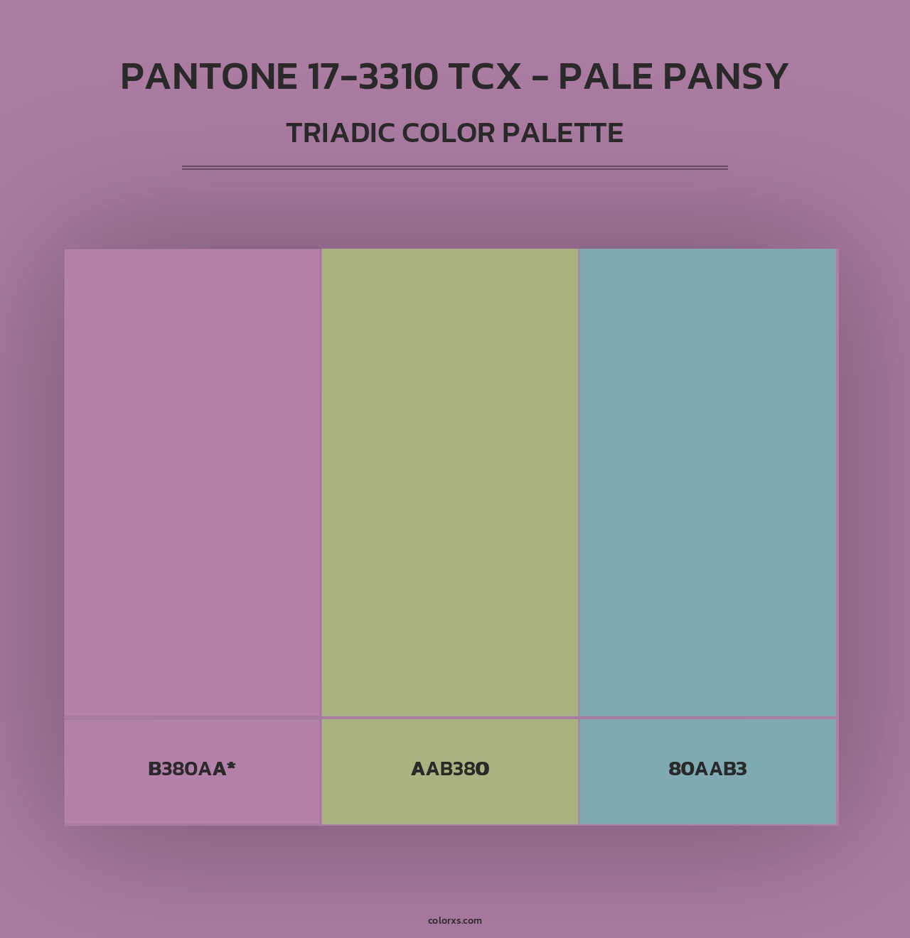 PANTONE 17-3310 TCX - Pale Pansy - Triadic Color Palette