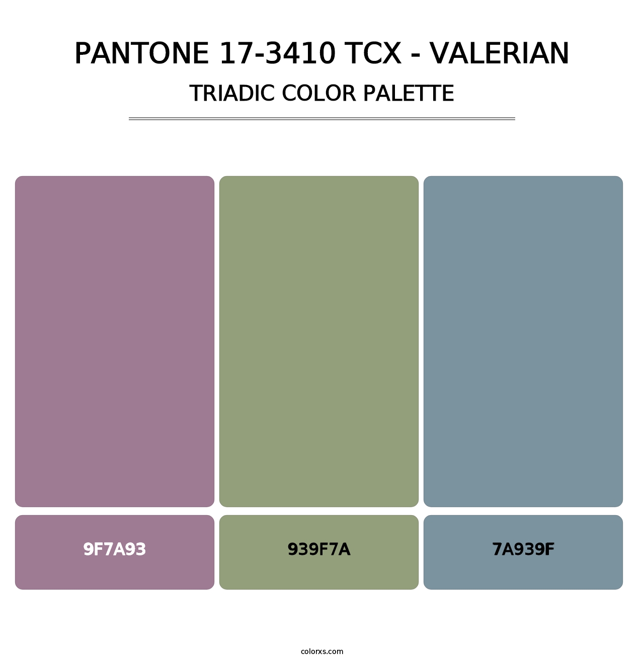 PANTONE 17-3410 TCX - Valerian - Triadic Color Palette