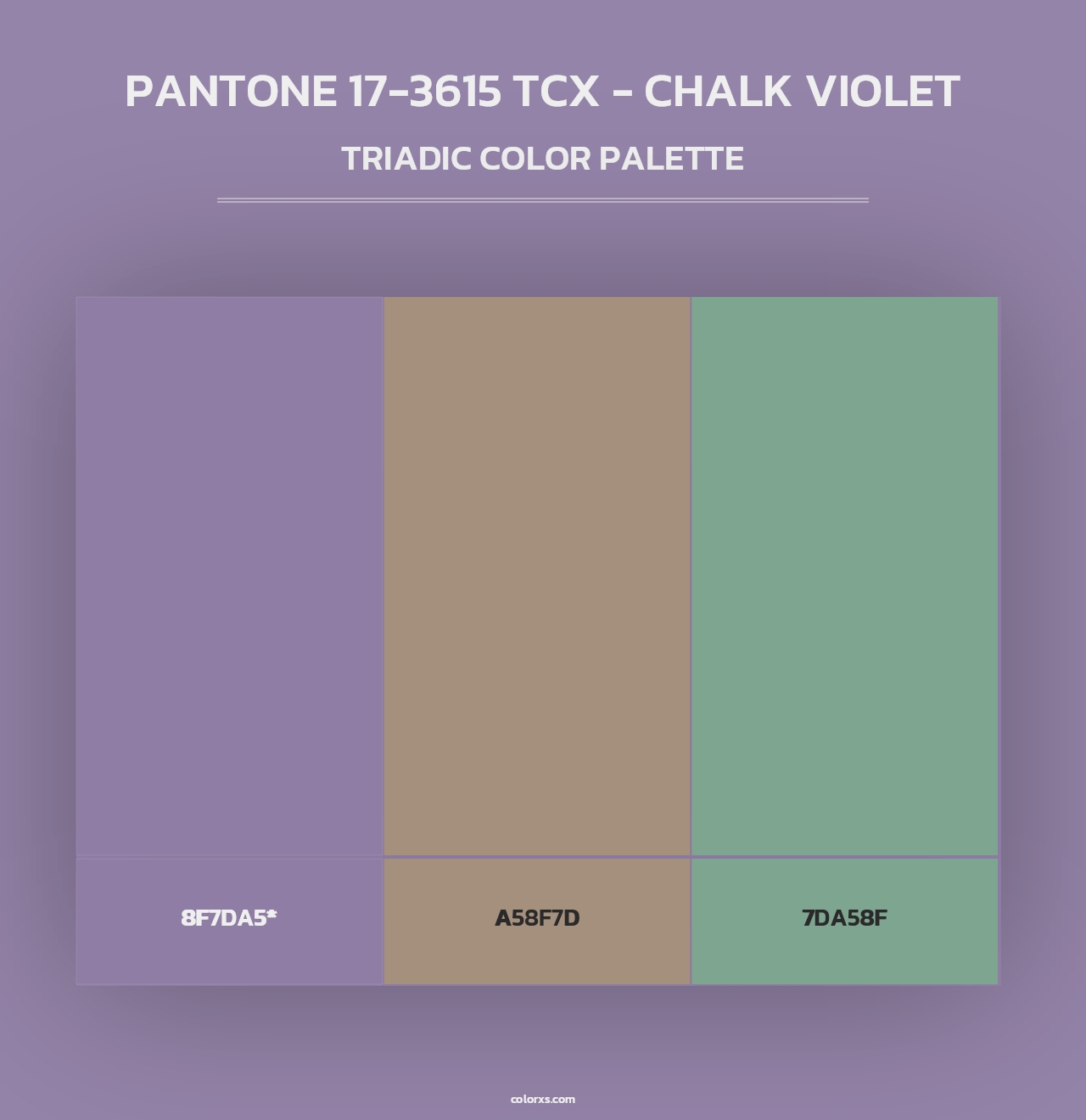 PANTONE 17-3615 TCX - Chalk Violet - Triadic Color Palette