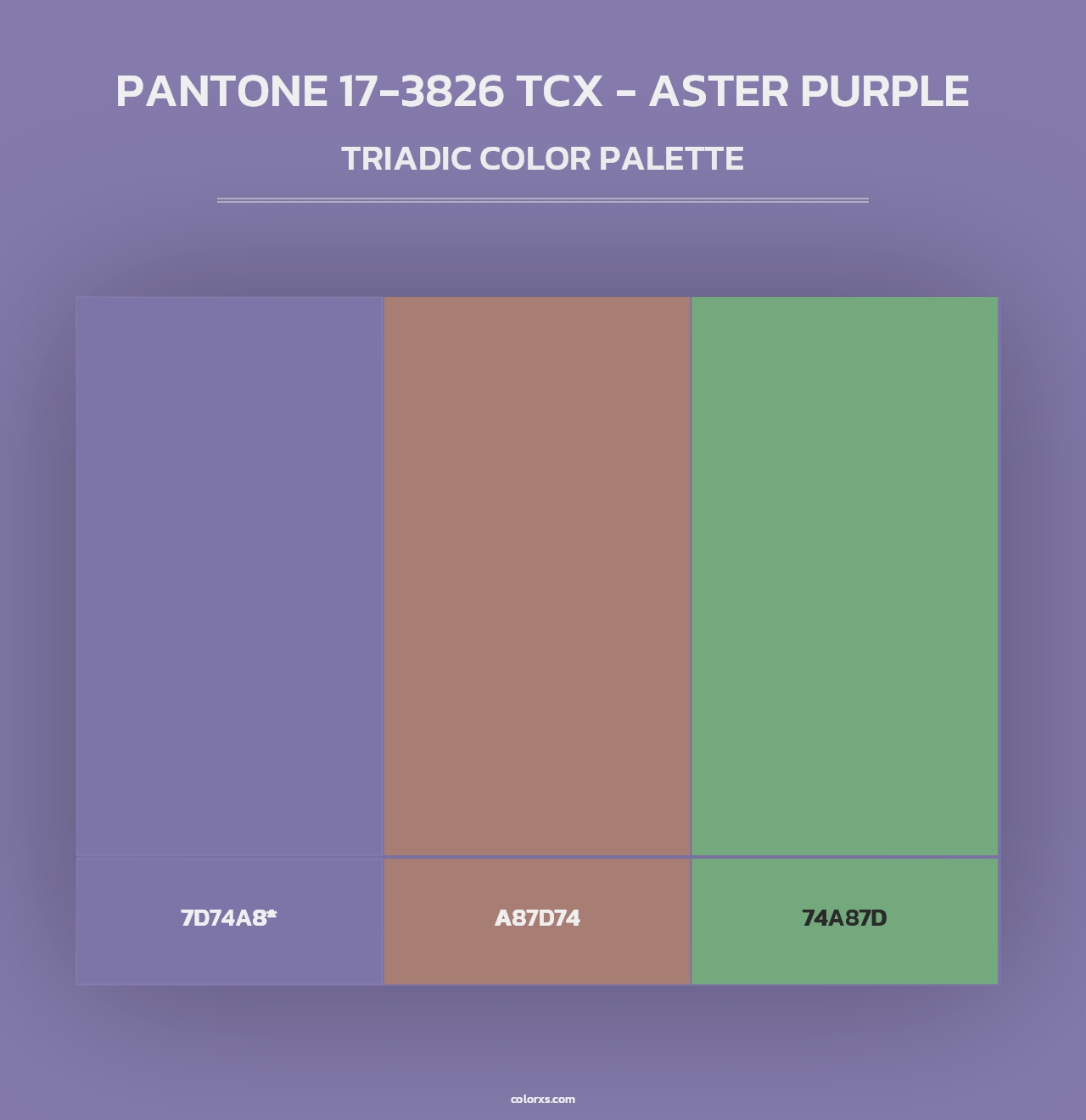 PANTONE 17-3826 TCX - Aster Purple - Triadic Color Palette