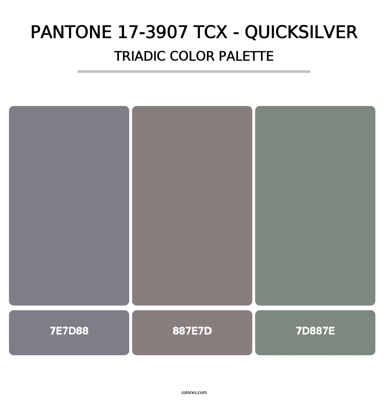 PANTONE 17-3907 TCX - Quicksilver - Triadic Color Palette