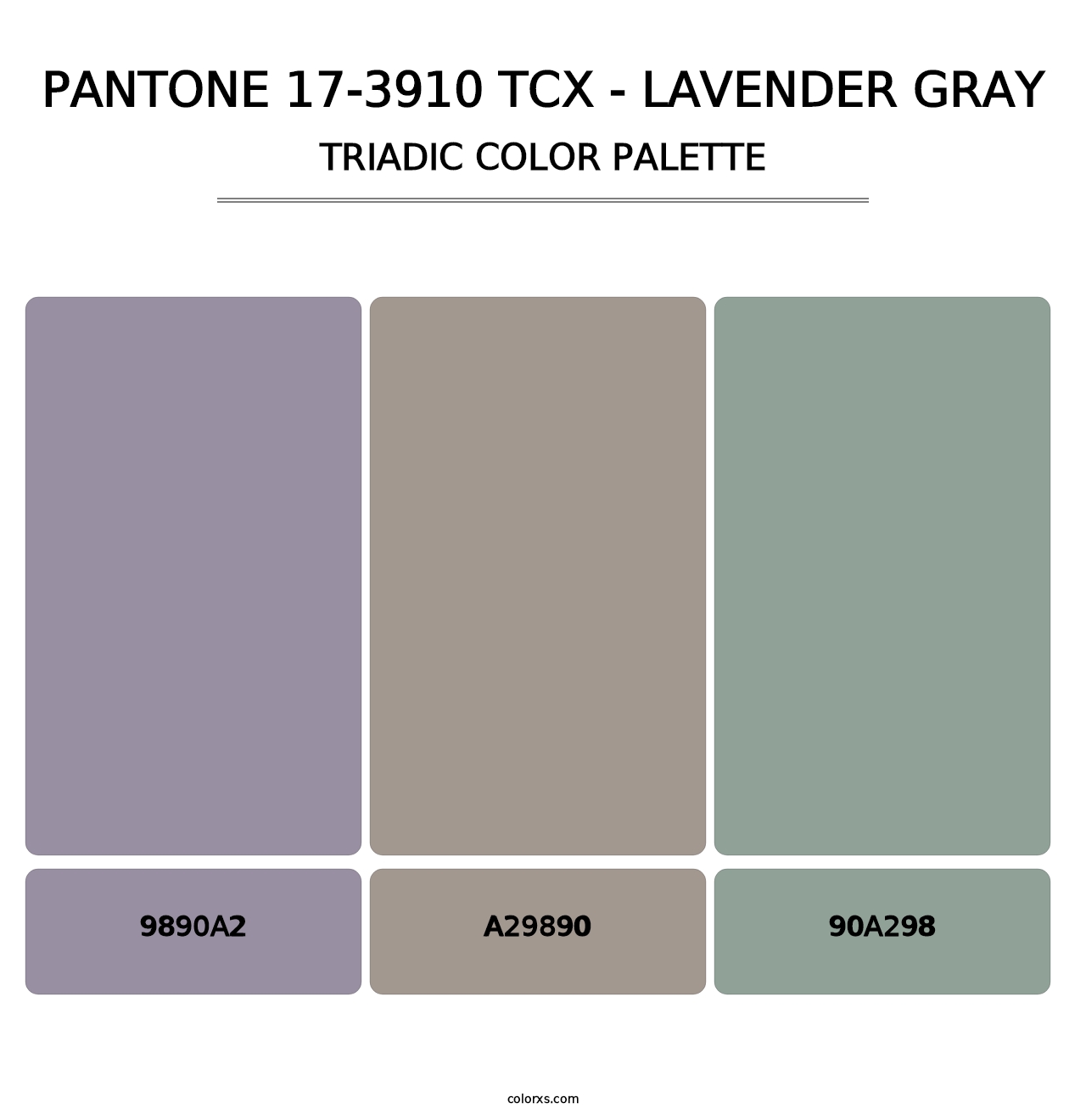 PANTONE 17-3910 TCX - Lavender Gray - Triadic Color Palette