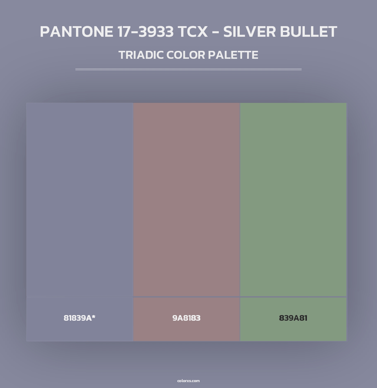 PANTONE 17-3933 TCX - Silver Bullet - Triadic Color Palette
