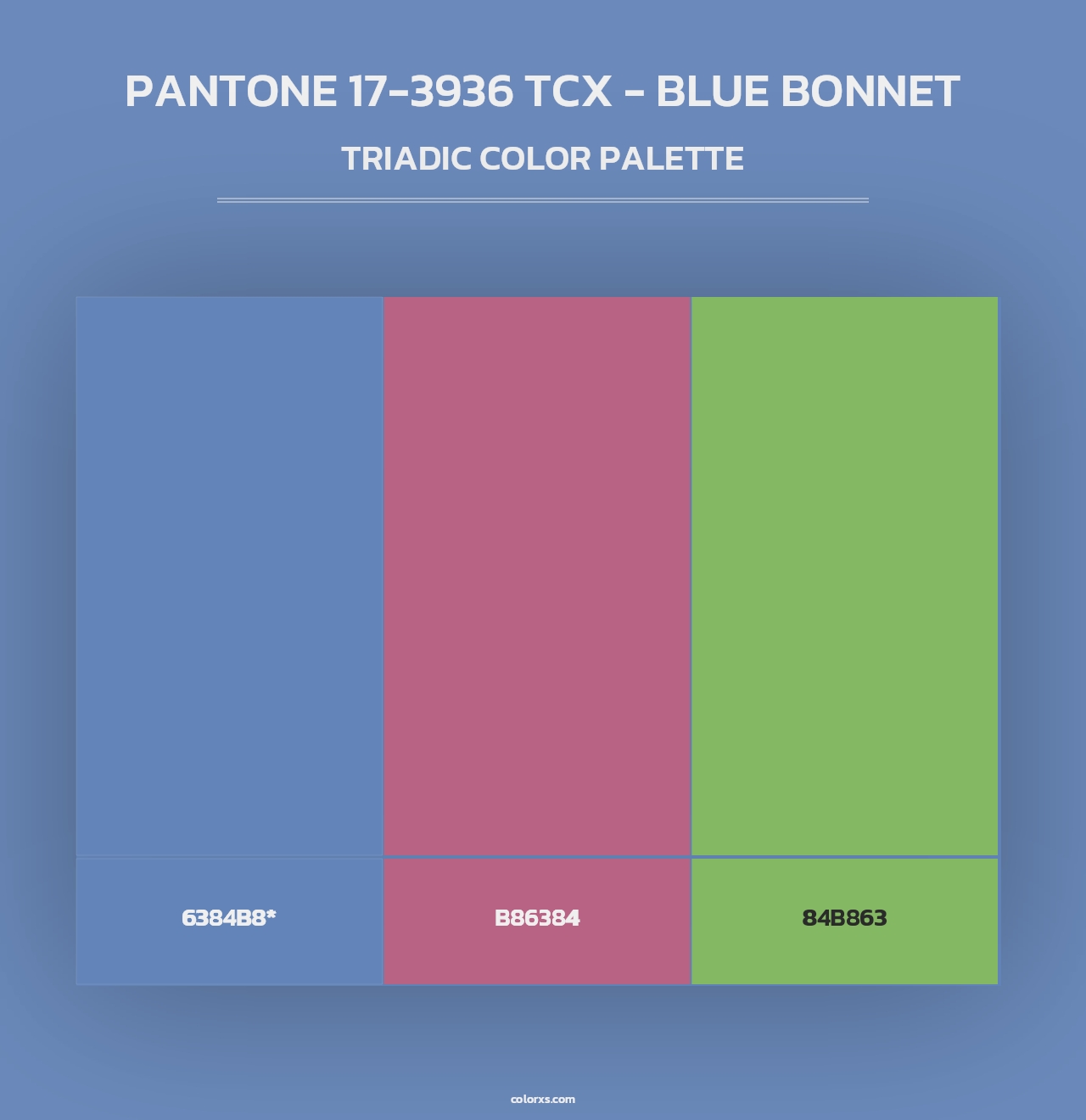 PANTONE 17-3936 TCX - Blue Bonnet - Triadic Color Palette