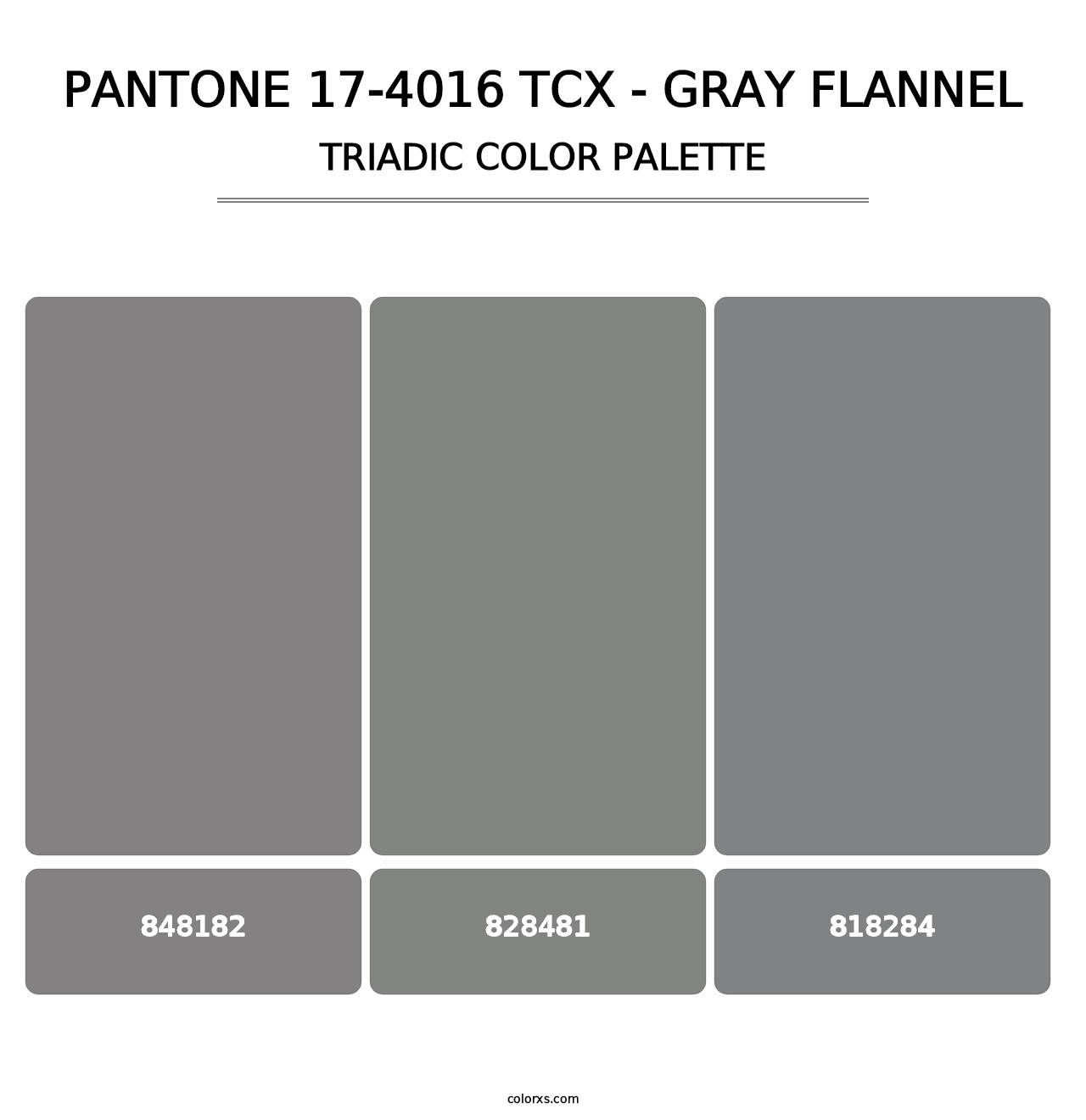 PANTONE 17-4016 TCX - Gray Flannel - Triadic Color Palette