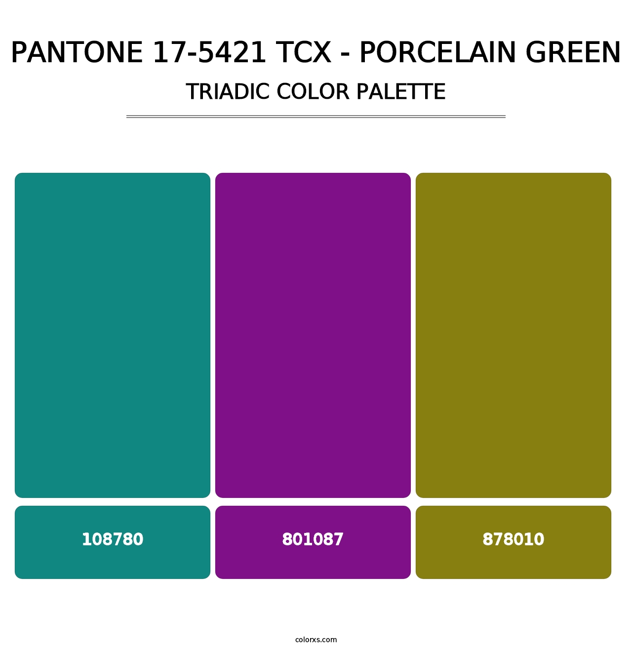 PANTONE 17-5421 TCX - Porcelain Green - Triadic Color Palette