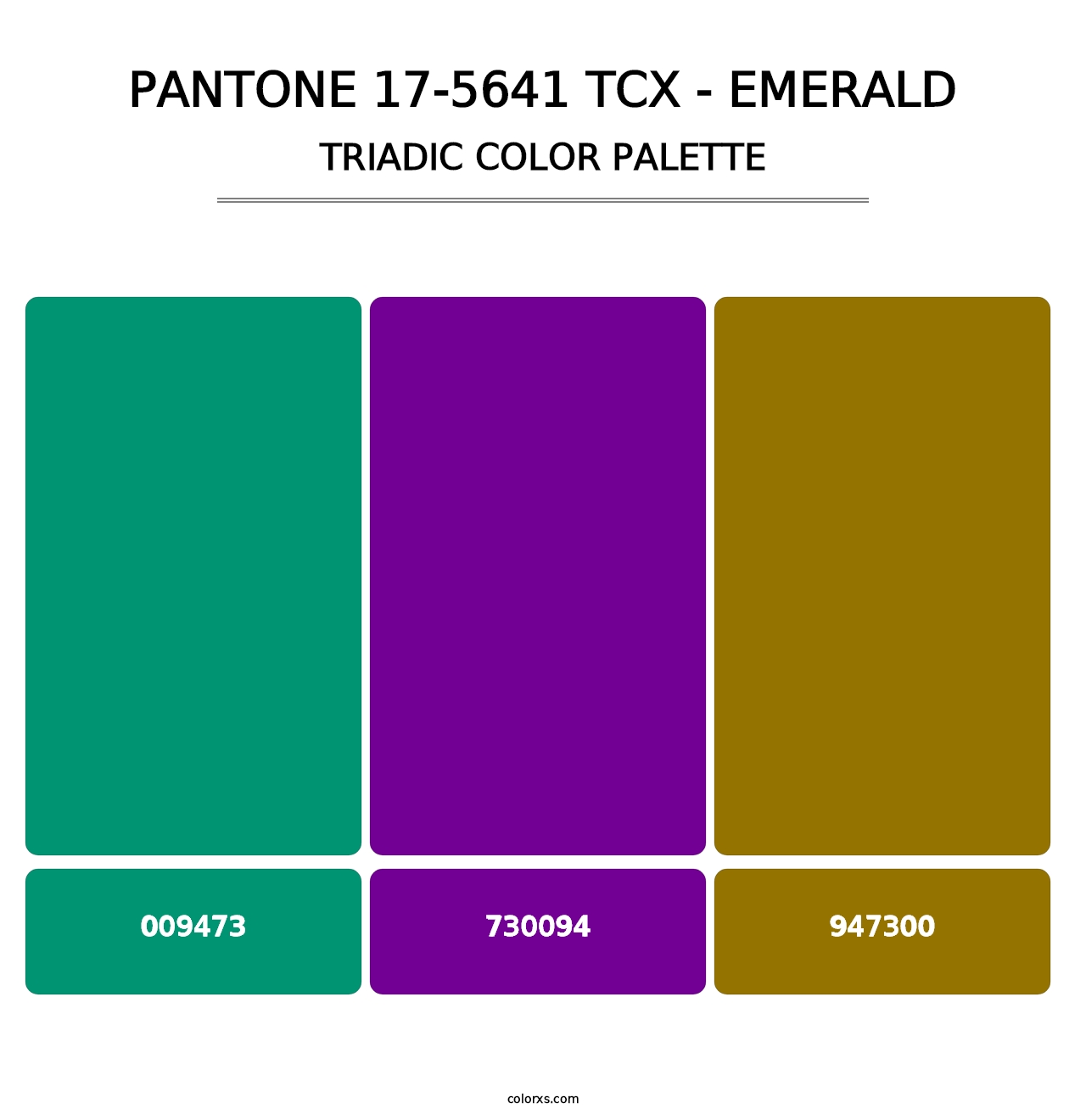 PANTONE 17-5641 TCX - Emerald - Triadic Color Palette