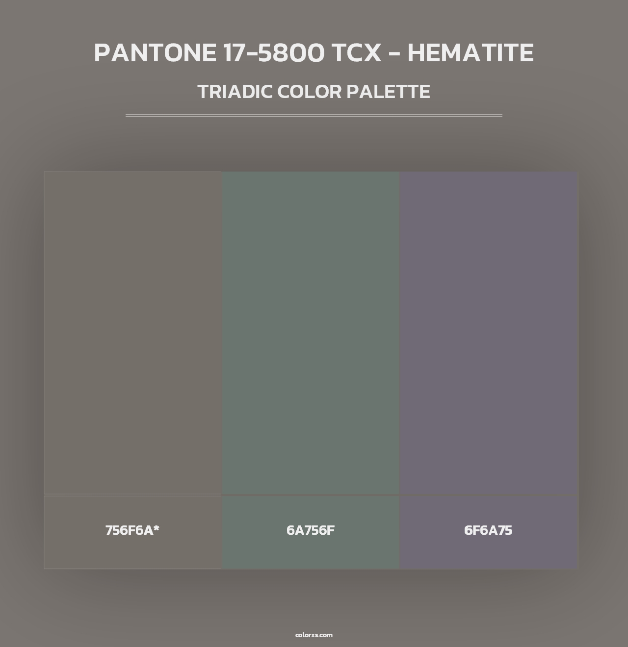 PANTONE 17-5800 TCX - Hematite - Triadic Color Palette