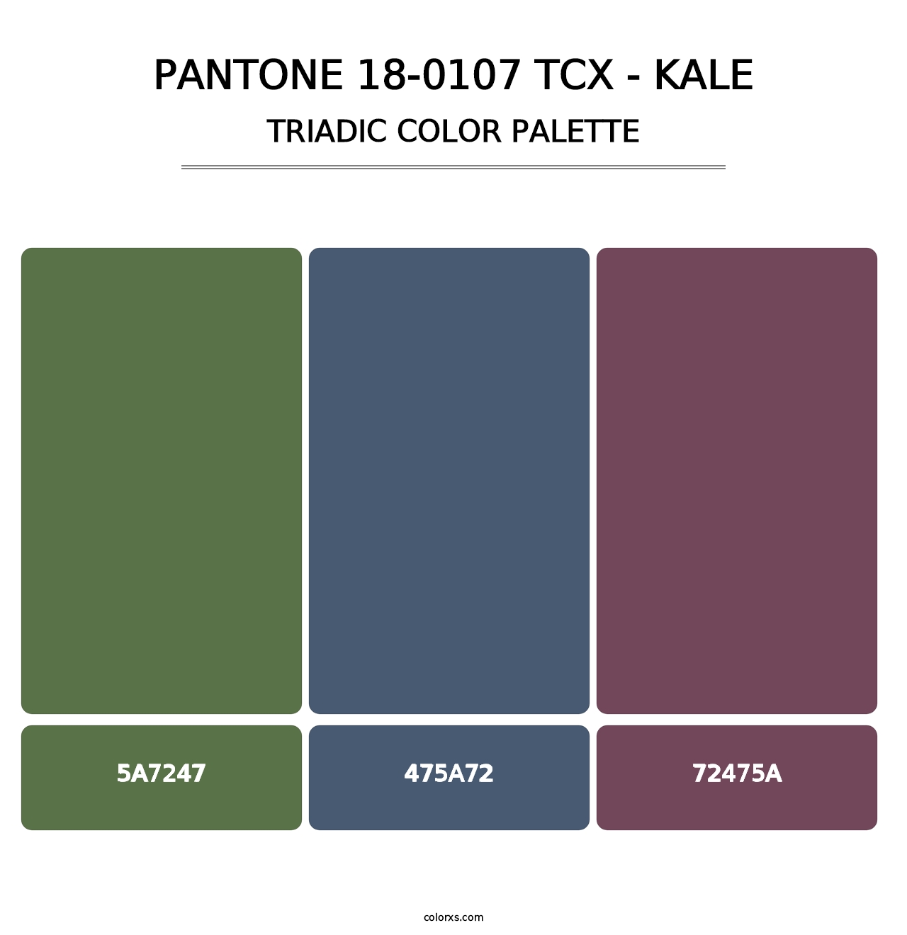 PANTONE 18-0107 TCX - Kale - Triadic Color Palette