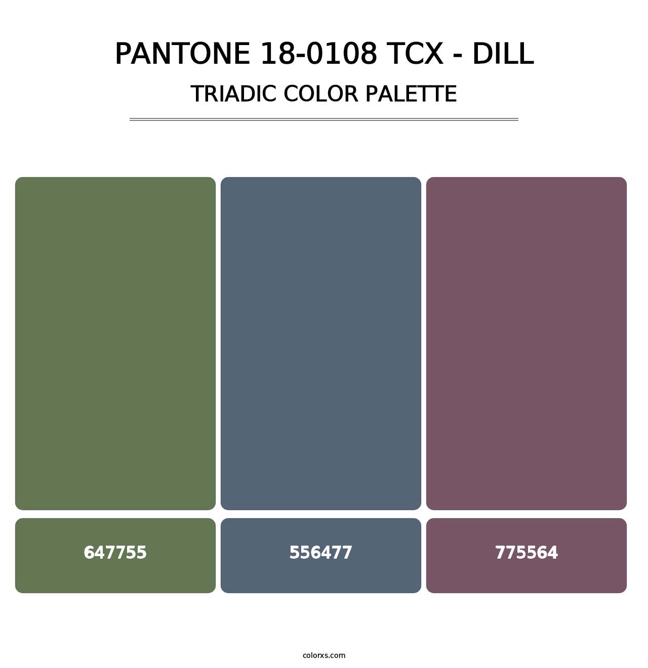 PANTONE 18-0108 TCX - Dill - Triadic Color Palette