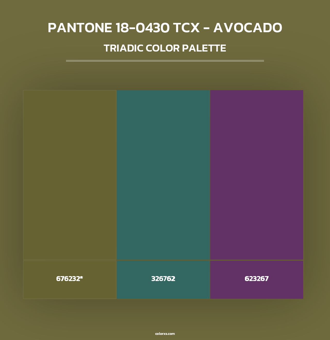 PANTONE 18-0430 TCX - Avocado - Triadic Color Palette