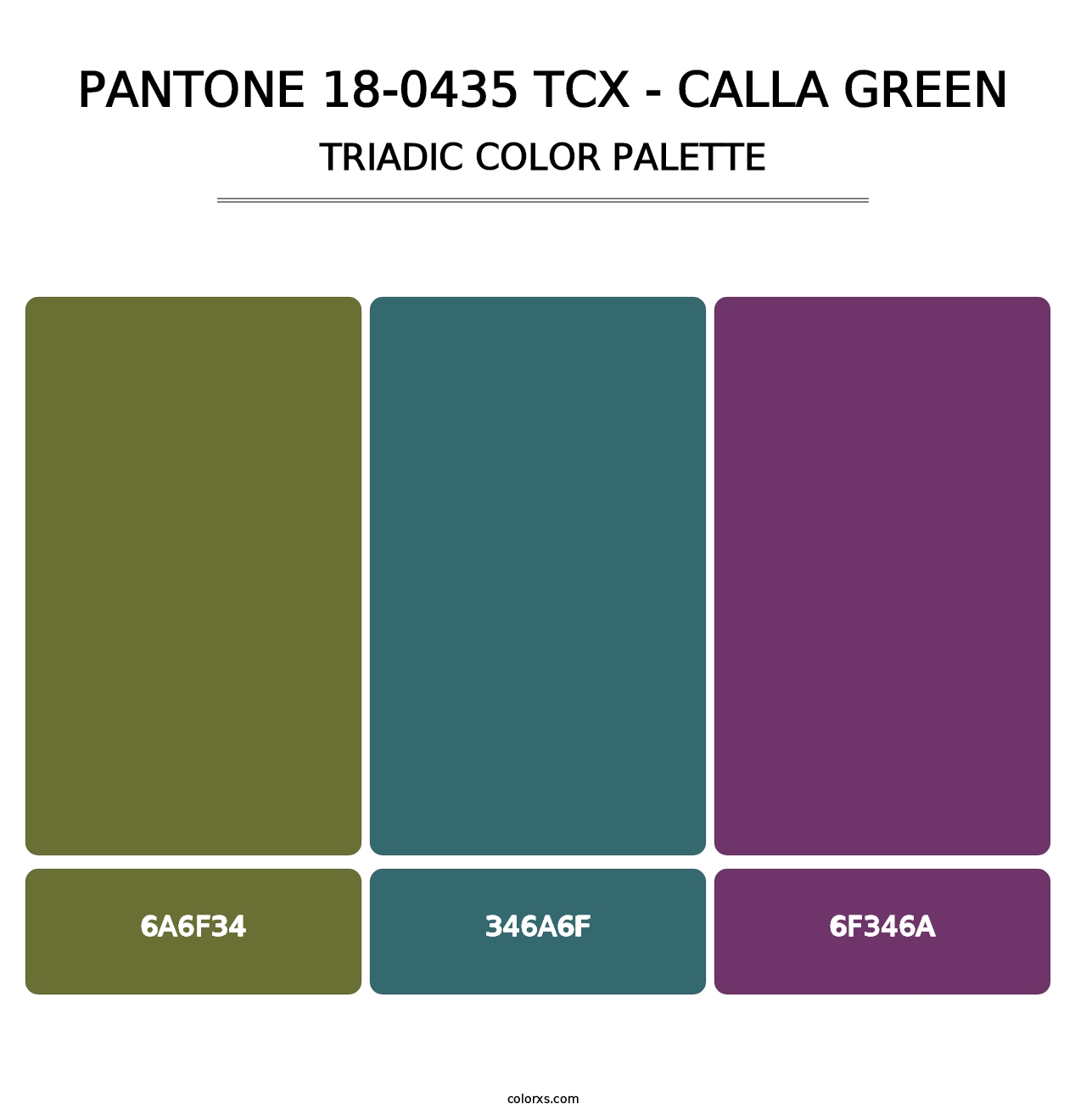 PANTONE 18-0435 TCX - Calla Green - Triadic Color Palette
