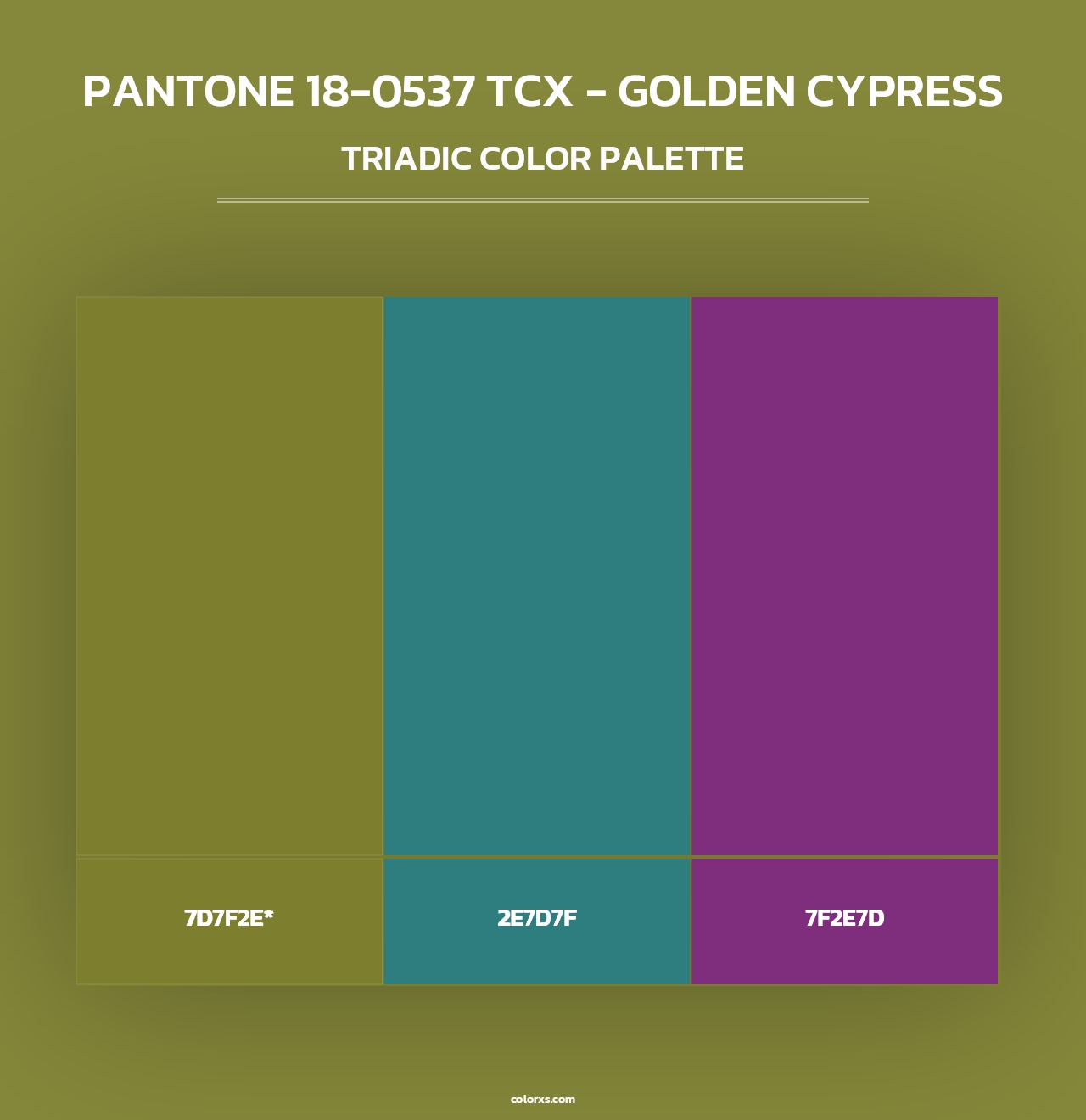 PANTONE 18-0537 TCX - Golden Cypress - Triadic Color Palette