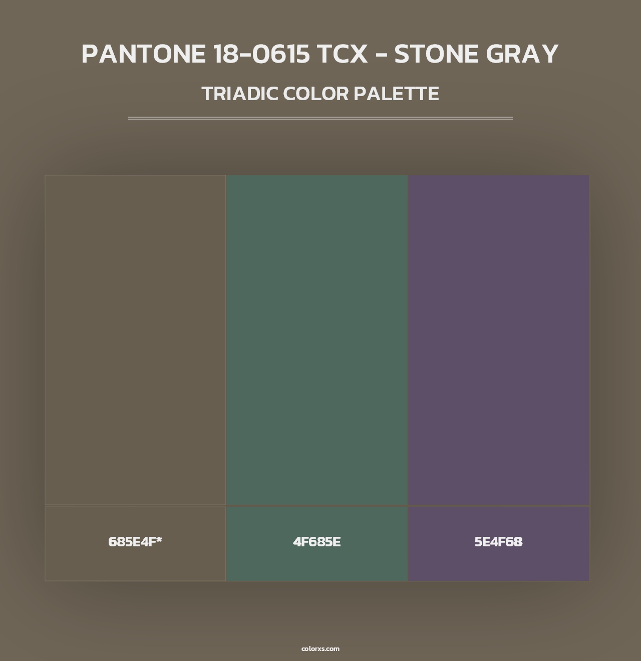 PANTONE 18-0615 TCX - Stone Gray - Triadic Color Palette
